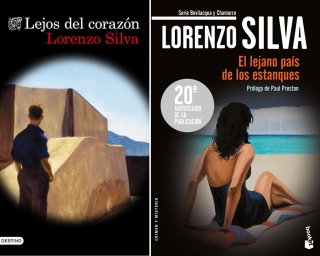 Cover of the books "Lejos del corazón" and "El lejano país de los estanques" by Lorenzo Silva