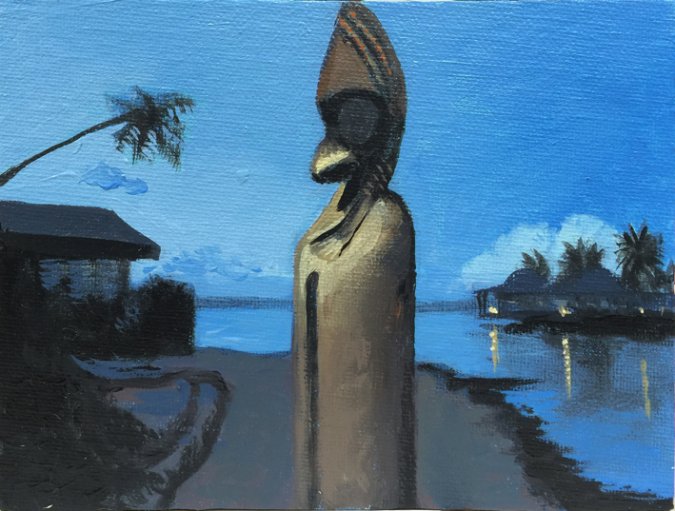 Hotel Moorea, 2015. &Oacute;leo sobre lienzo/madera. 12 x 16 cm.