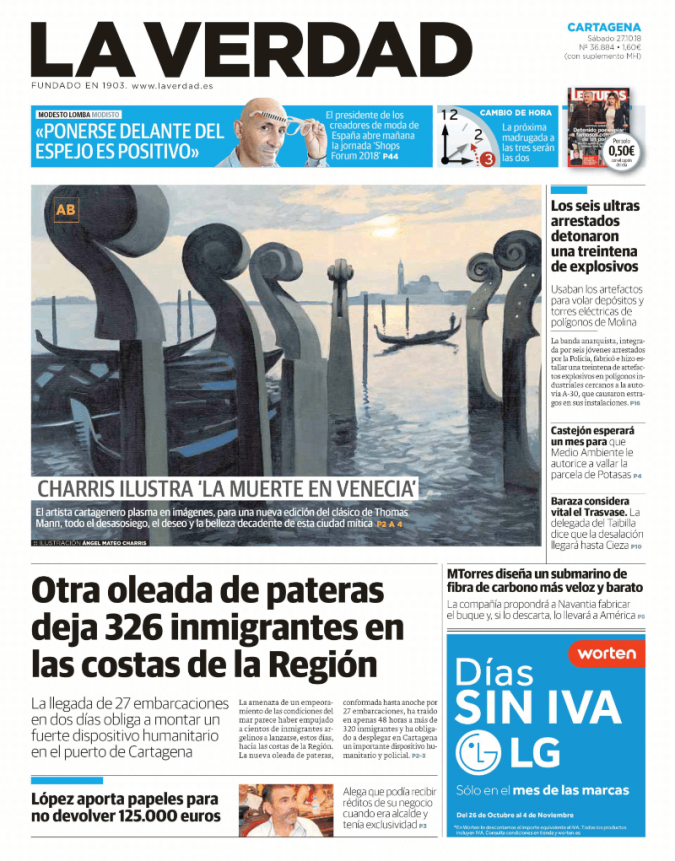 Portada La Verdad, Edición Cartagena. 27.10.2018