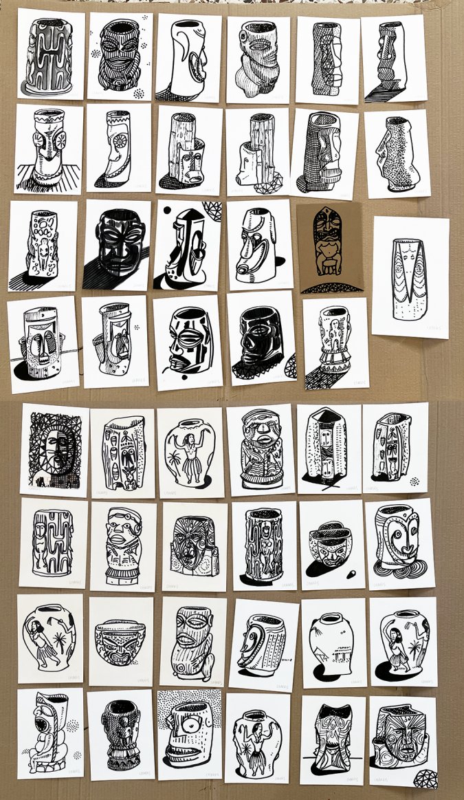 Some of the original drawings included in the numbered copies.