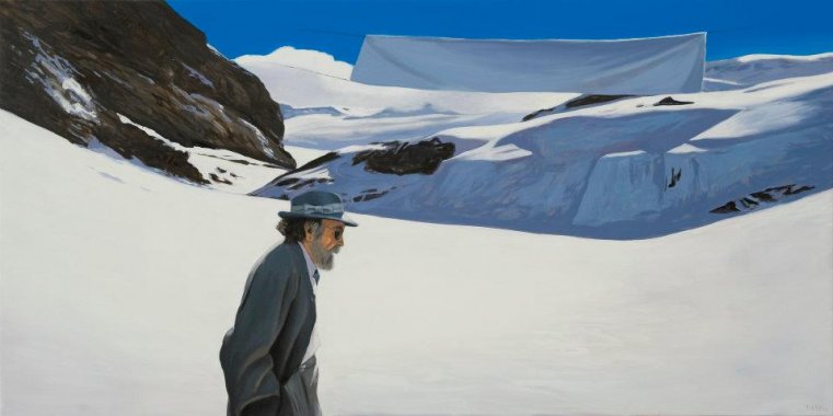 El paseante (Isidoro Valcárcel Medina), 2010. Óleo sobre lienzo 100 x 195 cm.