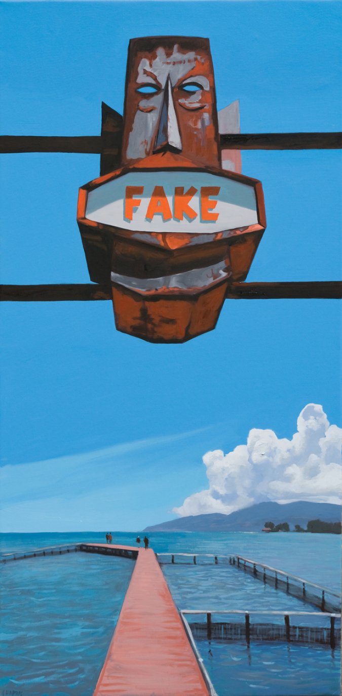 Fake, 2015. Oil on canvas. 75 x 150 cm