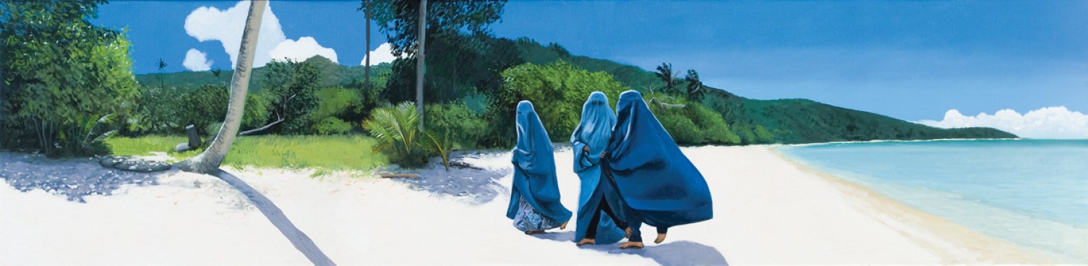 Strangers in Paradise, 2016. Oil on canvas. 75 x 300 cm.