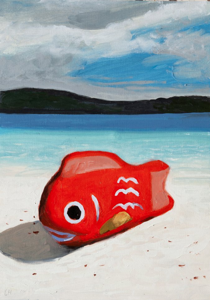 Fishy, 2026. &Oacute;leo sobre lienzo. 29,7 x 21 cm.
