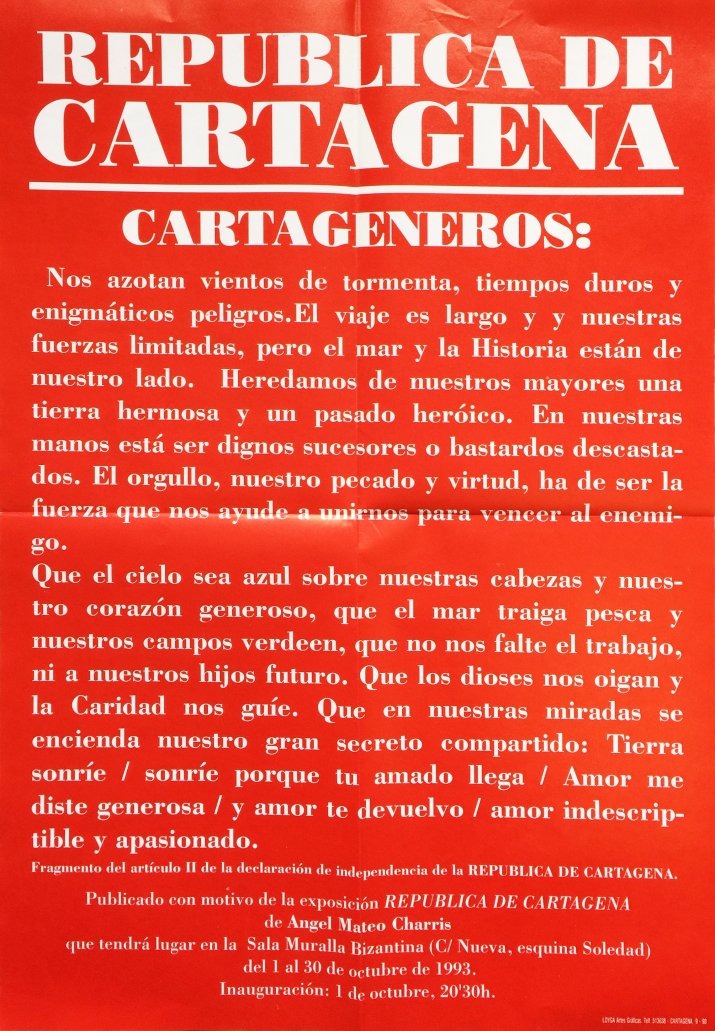 Cartel de la exposici&oacute;n Rep&uacute;blica de Cartagena, 1993