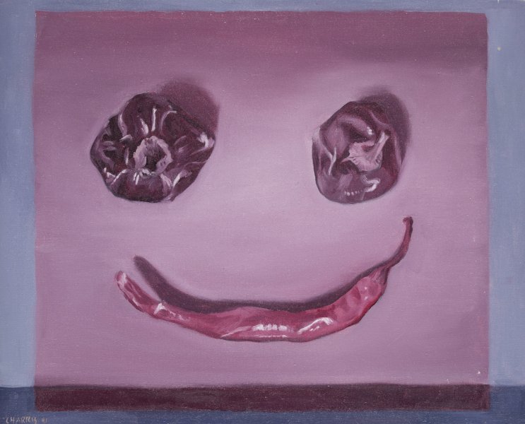 Arcimboldo en Murcia, 1991. &Oacute;leo sobre lienzo. 33 x 41 cm