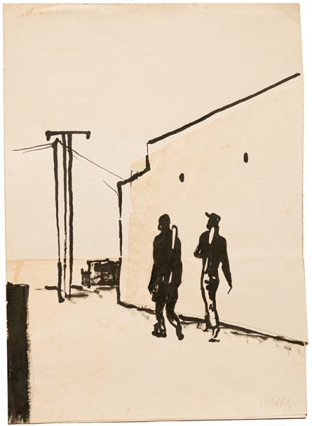 ST, 2001. Tinta sobre collage de papel. 29,5 x 21 cm.