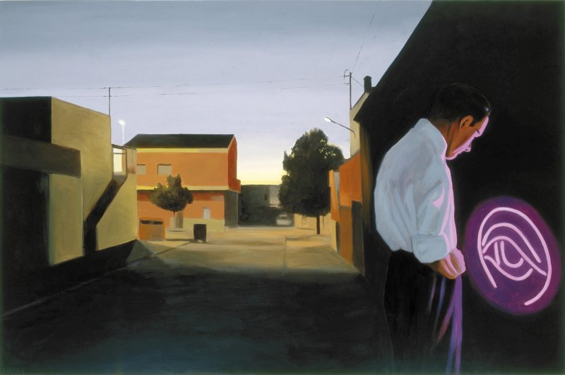 La noche europea, 2002. &Oacute;leo sobre lienzo. 130 x 196 cm