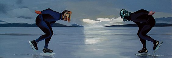 Patinaje sobre hielo, 2007. Oil on canvas. 75 x 150 cm