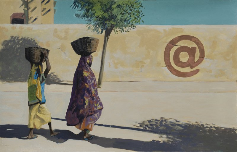 Un mundo en com&uacute;n, 2011. &Oacute;leo sobre papel. 66 x 102 cm