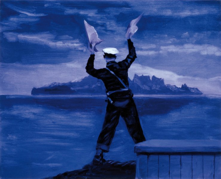 Bonjour Monsieur Crusoe, 1993. &Oacute;leo sobre lienzo. 50 x 61 cm