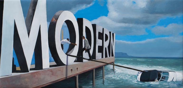 Modern, 2009 . &Oacute;leo sobre lienzo. 75 x 150 cm