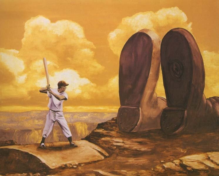 David y Goliat (a Frank Capra), 1992. &Oacute;leo sobre lienzo, 130 x 162 cm.