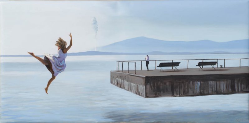 L'amour fou, 2009. &Oacute;leos sobre lienzo. 75 x 150 cm.