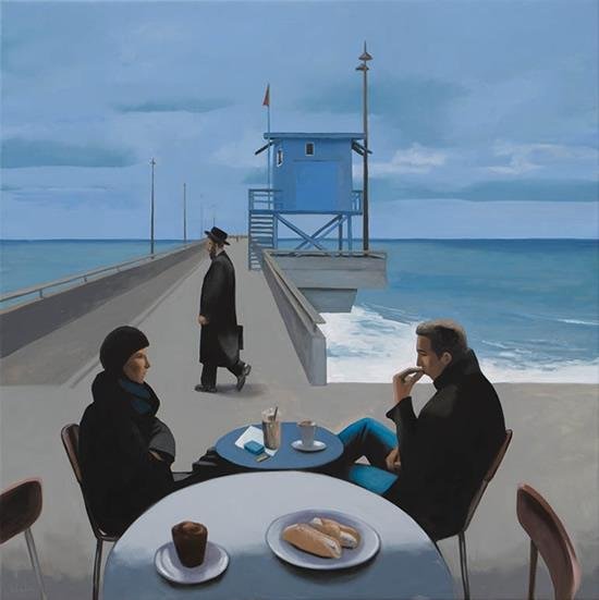 Rabinos, cannolis y puertos, 2008. &Oacute;leo sobre lienzo. 150 x 150 cm.