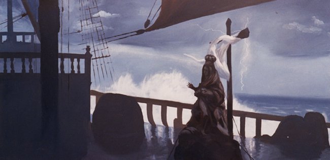 La Virgen de la tormenta, 1994. &Oacute;leo sobre lienzo 60 x 130 cm.