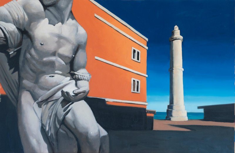 La muerte en Venecia, p&aacute;gs. 22-23, 2018 (&Oacute;leo sobre papel, 65 x 50 cm.)
