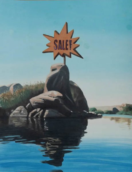 Rebajas por liquidaci&oacute;n, 2022 (Acr&iacute;lico y &oacute;leo sobre papel, 65 X 50 cm.)