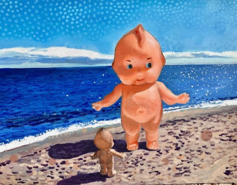 Del diferente tama&ntilde;o de los ni&ntilde;os seg&uacute;n el bando en el que militen. 2024 (&Oacute;leo sobre papel, 50 x 65 cm.)